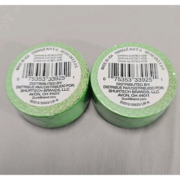 Duck Tape  2 Pack Bundle Duct Lime Green Neon Mini Rolls .75" X 180" Novelty Fun - Picture 2 of 4